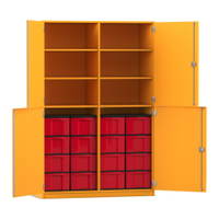 Flexeo® Schrank, 16 große Boxen, 6 Fächer, Mittelwand, 4 Halbtüren
