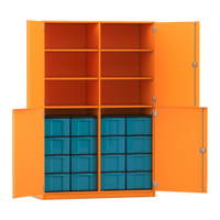 Flexeo® Schrank, 16 große Boxen, 6 Fächer, Mittelwand, 4 Halbtüren