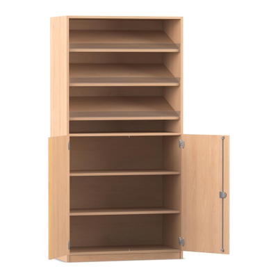 Flexeo® Schrank, 3 Schrägablagen, 4 Fächer, 2 Halbtüren