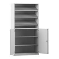 Flexeo® Schrank, 3 Schrägablagen, 4 Fächer, 2 Halbtüren