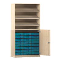 Flexeo® Schrank, 3 Schrägablagen, 24 kleine Boxen, 2 Halbtüren