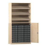 Flexeo® Schrank, 3 Schrägablagen, 24 kleine Boxen, 2 Halbtüren