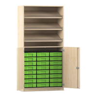 Flexeo® Schrank, 3 Schrägablagen, 24 kleine Boxen, 2 Halbtüren