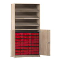 Flexeo® Schrank, 3 Schrägablagen, 24 kleine Boxen, 2 Halbtüren