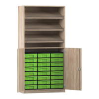 Flexeo® Schrank, 3 Schrägablagen, 24 kleine Boxen, 2 Halbtüren