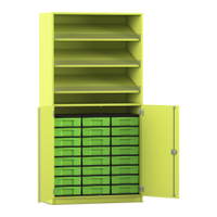 Flexeo® Schrank, 3 Schrägablagen, 24 kleine Boxen, 2 Halbtüren