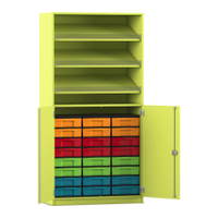 Flexeo® Schrank, 3 Schrägablagen, 24 kleine Boxen, 2 Halbtüren