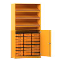 Flexeo® Schrank, 3 Schrägablagen, 24 kleine Boxen, 2 Halbtüren