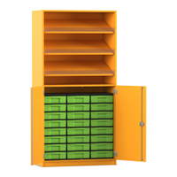 Flexeo® Schrank, 3 Schrägablagen, 24 kleine Boxen, 2 Halbtüren