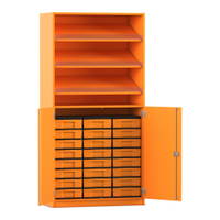Flexeo® Schrank, 3 Schrägablagen, 24 kleine Boxen, 2 Halbtüren