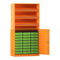 Flexeo® Schrank, 3 Schrägablagen, 24 kleine Boxen, 2 Halbtüren