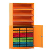 Flexeo® Schrank, 3 Schrägablagen, 24 kleine Boxen, 2 Halbtüren