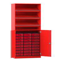 Flexeo® Schrank, 3 Schrägablagen, 24 kleine Boxen, 2 Halbtüren
