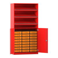 Flexeo® Schrank, 3 Schrägablagen, 24 kleine Boxen, 2 Halbtüren