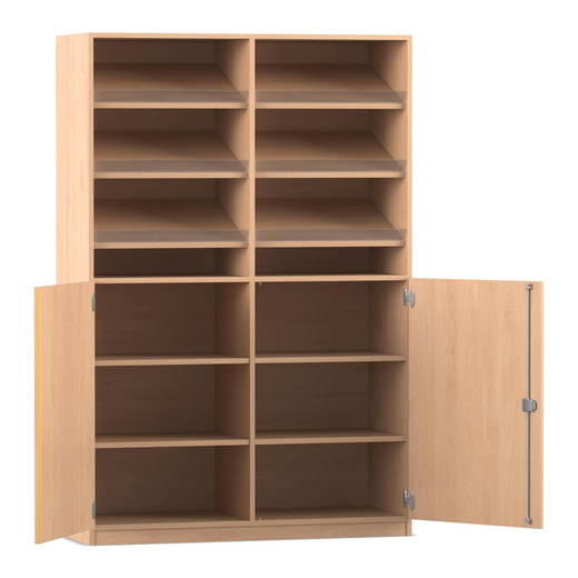 802022v0003_p01_1000 Flexeo® Schrank, 6 Schrägablagen, 8 Fächer, Mittelwand, 2 Halbtüren