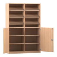 Flexeo® Schrank, 6 Schrägablagen, 8 Fächer, Mittelwand, 2 Halbtüren