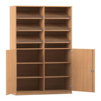 Flexeo® Schrank, 6 Schrägablagen, 8 Fächer, Mittelwand, 2 Halbtüren