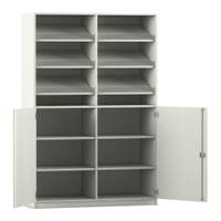 Flexeo® Schrank, 6 Schrägablagen, 8 Fächer, Mittelwand, 2 Halbtüren