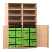 Flexeo® Schrank, 6 Schrägablagen, 32 kleine Boxen, 2 Halbtüren