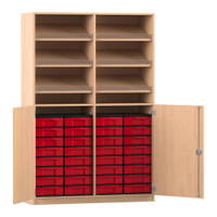 Flexeo® Schrank, 6 Schrägablagen, 32 kleine Boxen, 2 Halbtüren