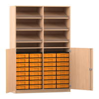 Flexeo® Schrank, 6 Schrägablagen, 32 kleine Boxen, 2 Halbtüren