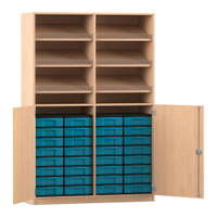 Flexeo® Schrank, 6 Schrägablagen, 32 kleine Boxen, 2 Halbtüren
