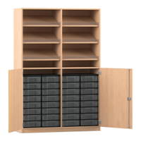 Flexeo® Schrank, 6 Schrägablagen, 32 kleine Boxen, 2 Halbtüren