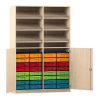 Flexeo® Schrank, 6 Schrägablagen, 32 kleine Boxen, 2 Halbtüren