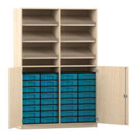 Flexeo® Schrank, 6 Schrägablagen, 32 kleine Boxen, 2 Halbtüren
