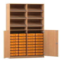 Flexeo® Schrank, 6 Schrägablagen, 32 kleine Boxen, 2 Halbtüren
