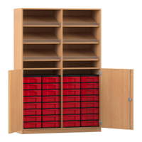 Flexeo® Schrank, 6 Schrägablagen, 32 kleine Boxen, 2 Halbtüren