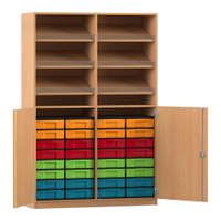 Flexeo® Schrank, 6 Schrägablagen, 32 kleine Boxen, 2 Halbtüren