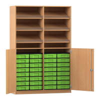 Flexeo® Schrank, 6 Schrägablagen, 32 kleine Boxen, 2 Halbtüren
