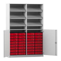 Flexeo® Schrank, 6 Schrägablagen, 32 kleine Boxen, 2 Halbtüren