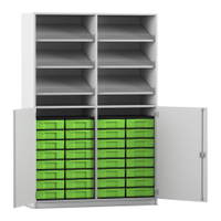 Flexeo® Schrank, 6 Schrägablagen, 32 kleine Boxen, 2 Halbtüren