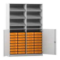Flexeo® Schrank, 6 Schrägablagen, 32 kleine Boxen, 2 Halbtüren