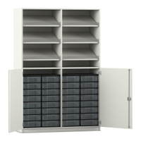 Flexeo® Schrank, 6 Schrägablagen, 32 kleine Boxen, 2 Halbtüren