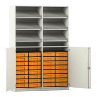 Flexeo® Schrank, 6 Schrägablagen, 32 kleine Boxen, 2 Halbtüren