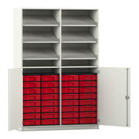 Flexeo® Schrank, 6 Schrägablagen, 32 kleine Boxen, 2 Halbtüren