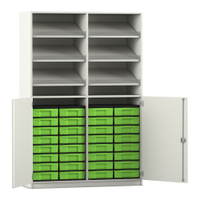Flexeo® Schrank, 6 Schrägablagen, 32 kleine Boxen, 2 Halbtüren