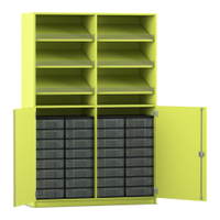Flexeo® Schrank, 6 Schrägablagen, 32 kleine Boxen, 2 Halbtüren