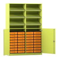 Flexeo® Schrank, 6 Schrägablagen, 32 kleine Boxen, 2 Halbtüren