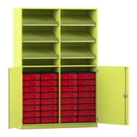 Flexeo® Schrank, 6 Schrägablagen, 32 kleine Boxen, 2 Halbtüren