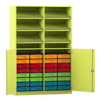 Flexeo® Schrank, 6 Schrägablagen, 32 kleine Boxen, 2 Halbtüren
