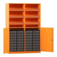 Flexeo® Schrank, 6 Schrägablagen, 32 kleine Boxen, 2 Halbtüren