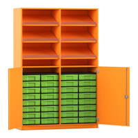 Flexeo® Schrank, 6 Schrägablagen, 32 kleine Boxen, 2 Halbtüren