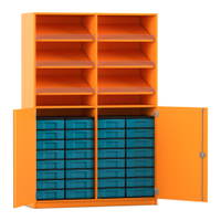 Flexeo® Schrank, 6 Schrägablagen, 32 kleine Boxen, 2 Halbtüren