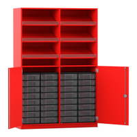 Flexeo® Schrank, 6 Schrägablagen, 32 kleine Boxen, 2 Halbtüren