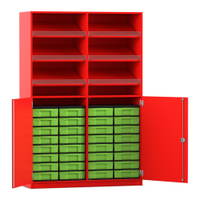 Flexeo® Schrank, 6 Schrägablagen, 32 kleine Boxen, 2 Halbtüren