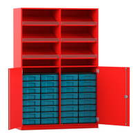 Flexeo® Schrank, 6 Schrägablagen, 32 kleine Boxen, 2 Halbtüren